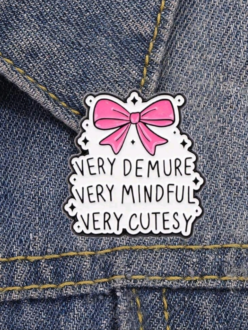Pink Bow Coquette Enamel Pin Very Demure Very Mindful Very Cutesy